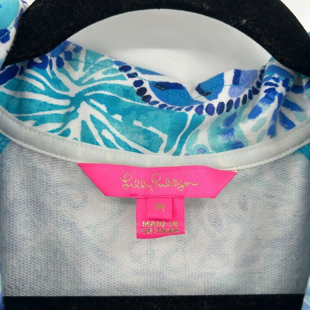 LILLY PULITZER Captain Popover Turquoise Blue Long Sleeve Mini Dress Size Medium - Picture 8 of 9